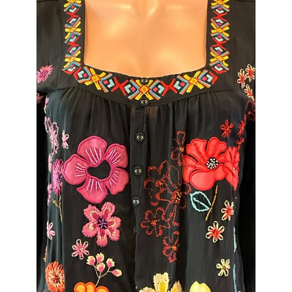 Johnny Was Ennoki Blouse Black Small - Picture 5 of 6